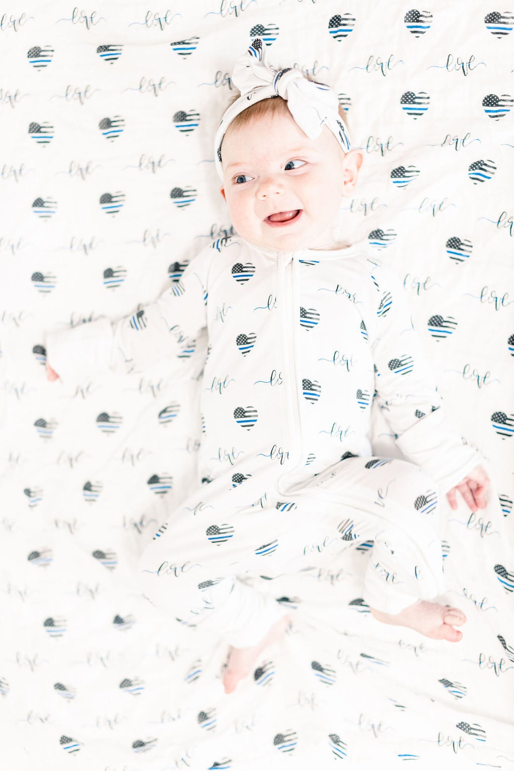 Thin Blue LOVE Muslin Swaddle