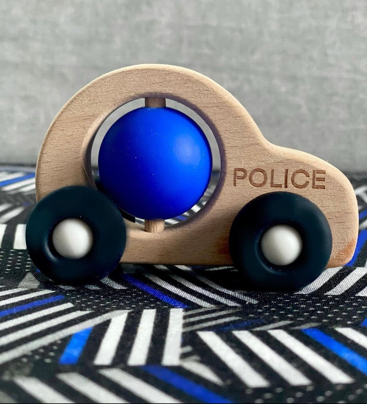 Wooden/Silicone Police Car Toy