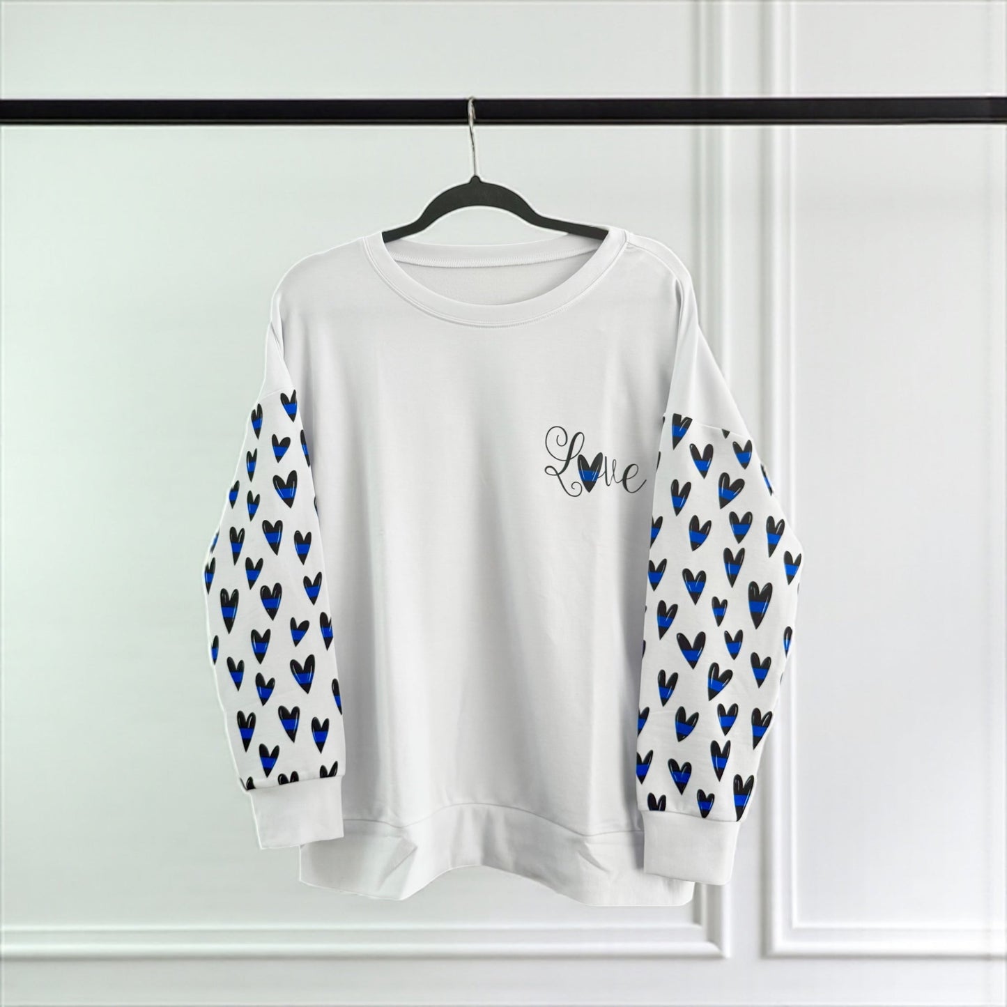 Women's “Blue Line Hearts” Love Crewneck Sweatshirt