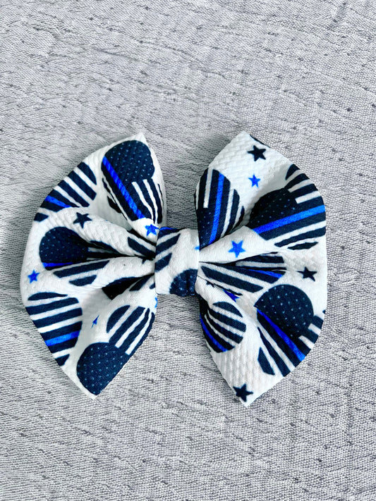 Thin Blue Sweethearts Alligator Clip Bow