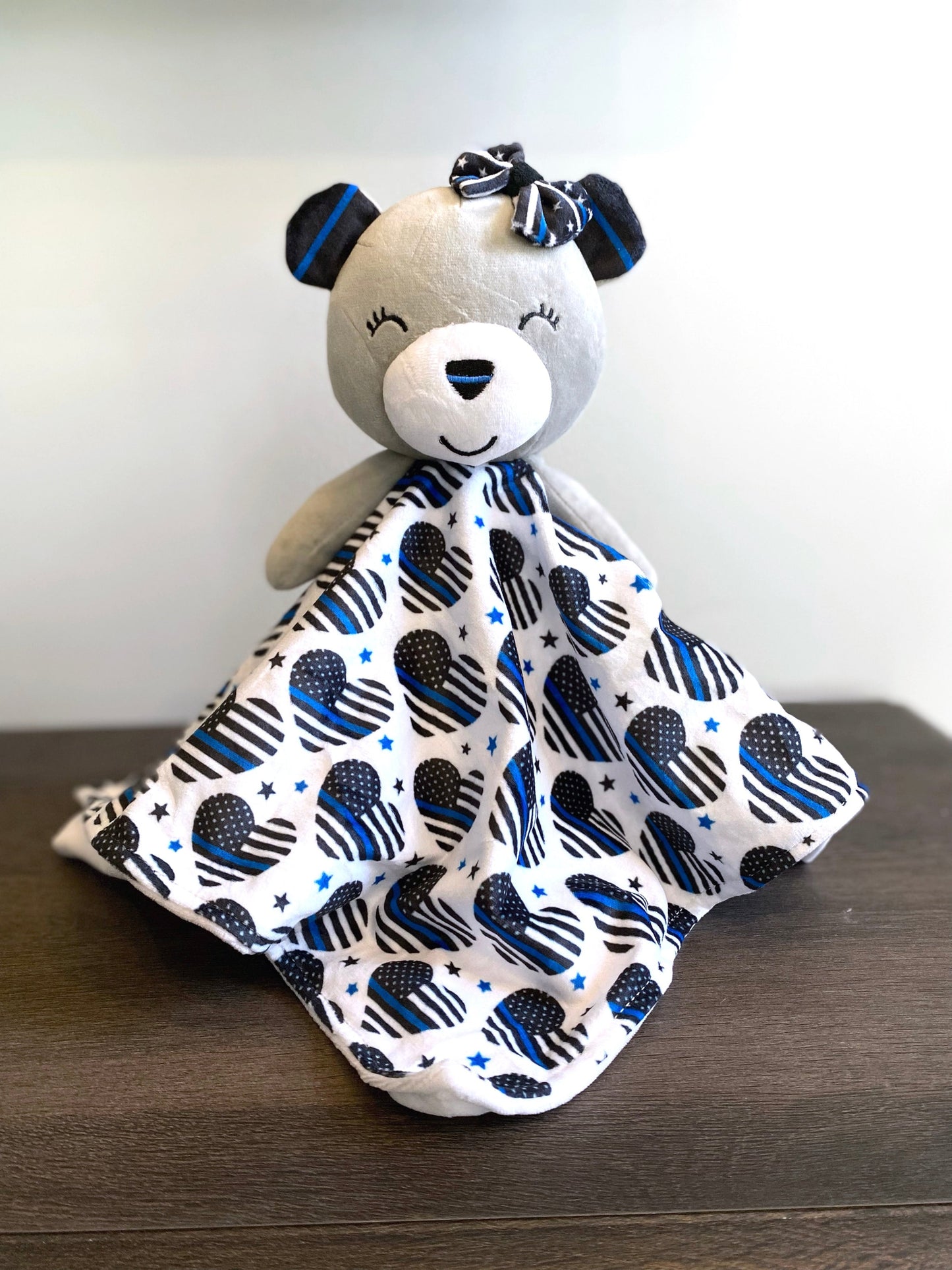 Thin Blue "Sweet Hearts" Bear Lovey