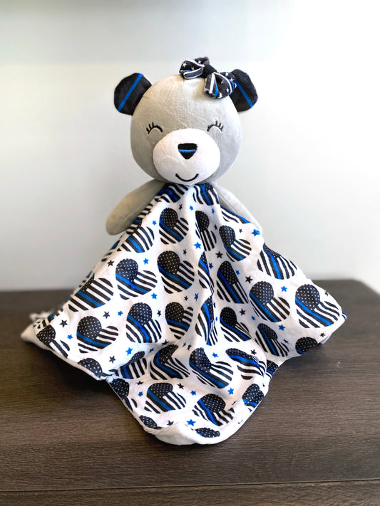 Thin Blue "Sweet Hearts" Bear Lovey