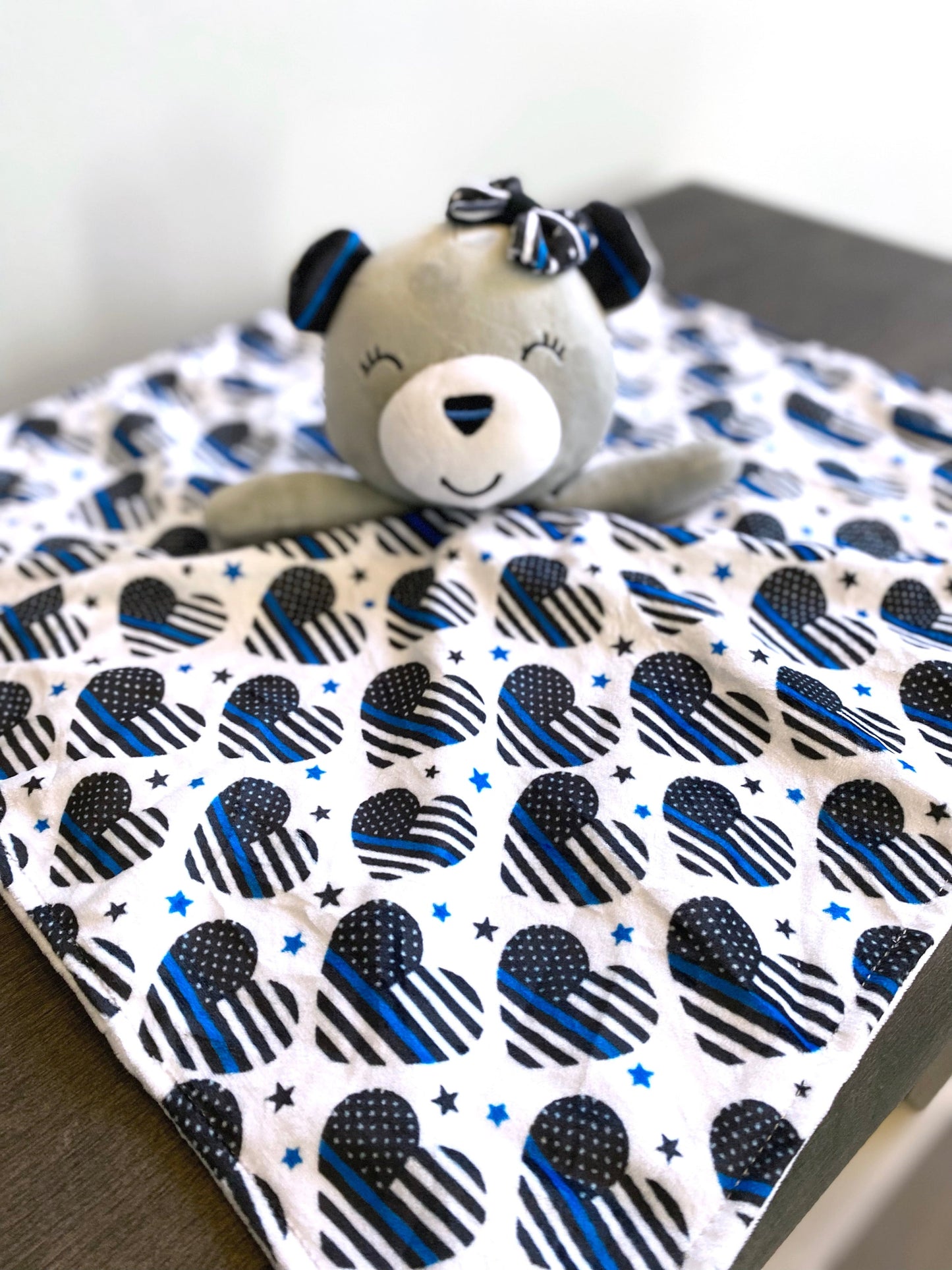 Thin Blue "Sweet Hearts" Bear Lovey