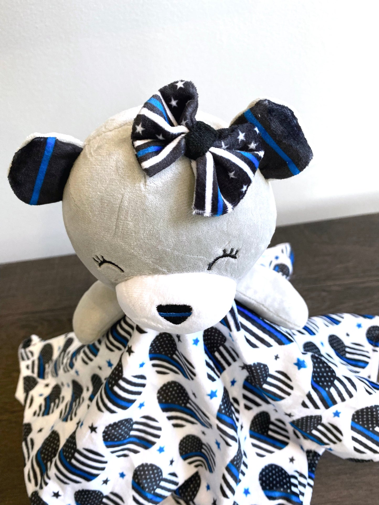 Thin Blue "Sweet Hearts" Bear Lovey
