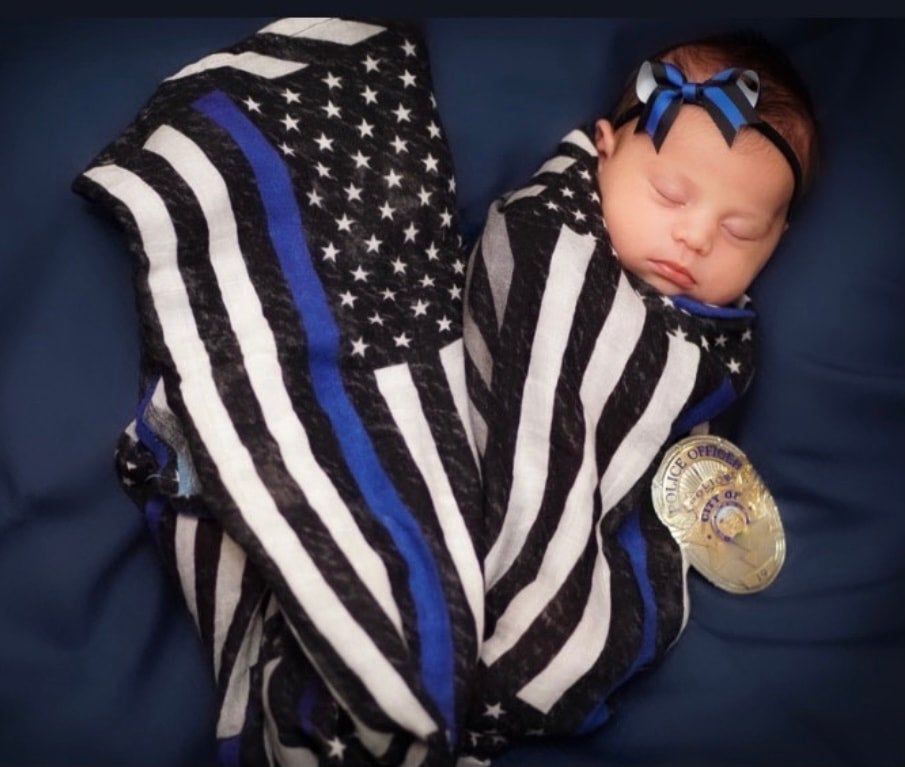 Classic Thin Blue Line Flags Bamboo Muslin Swaddle