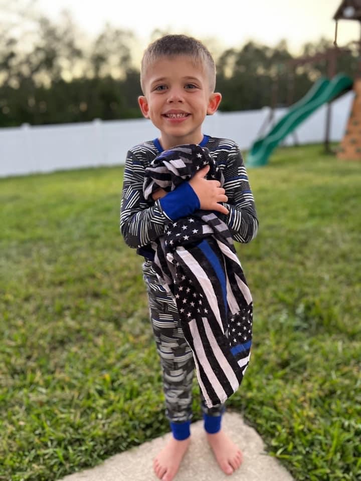 Classic Thin Blue Line Flags Bamboo Muslin Swaddle