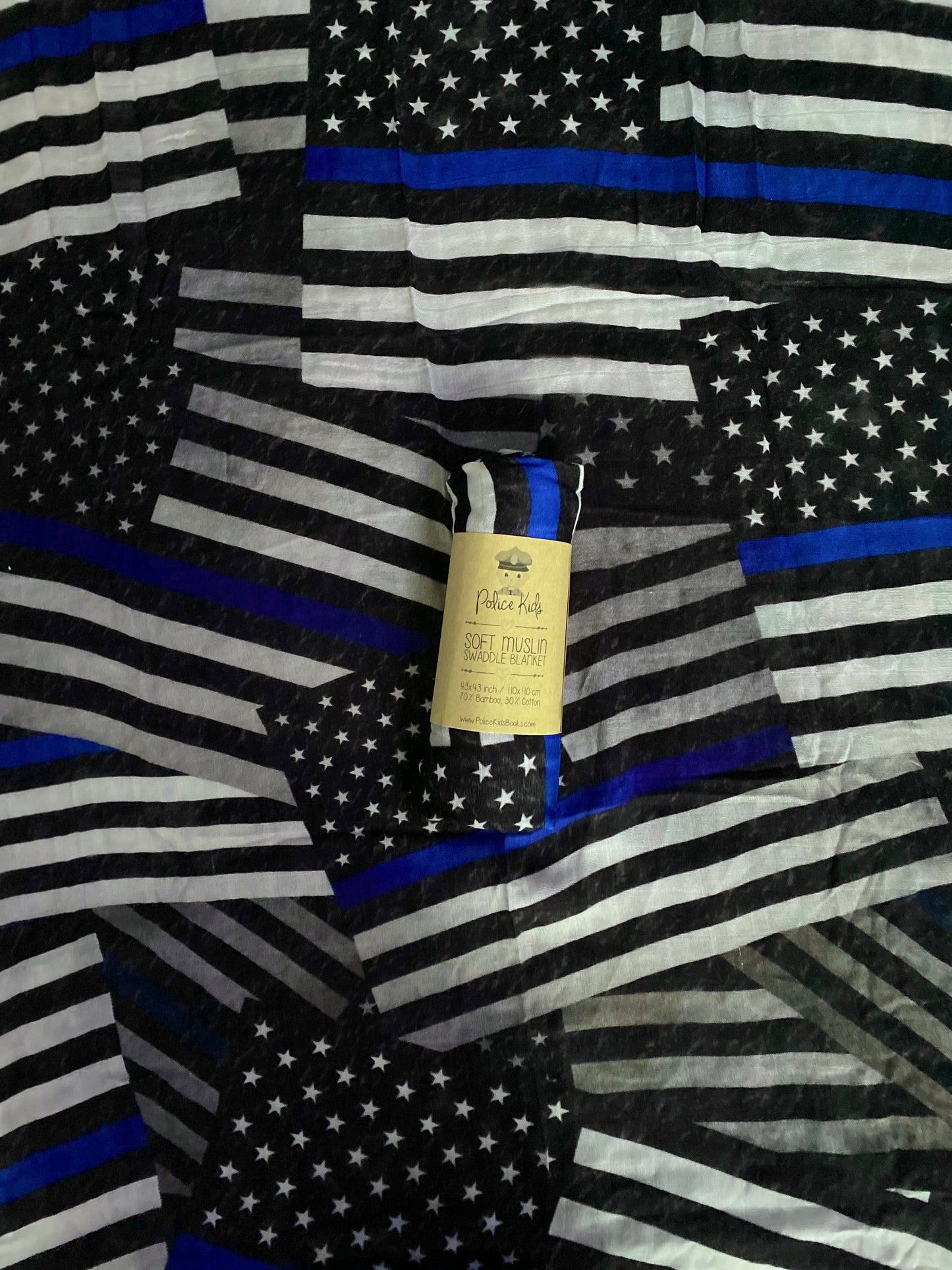 Classic Thin Blue Line Flags Bamboo Muslin Swaddle