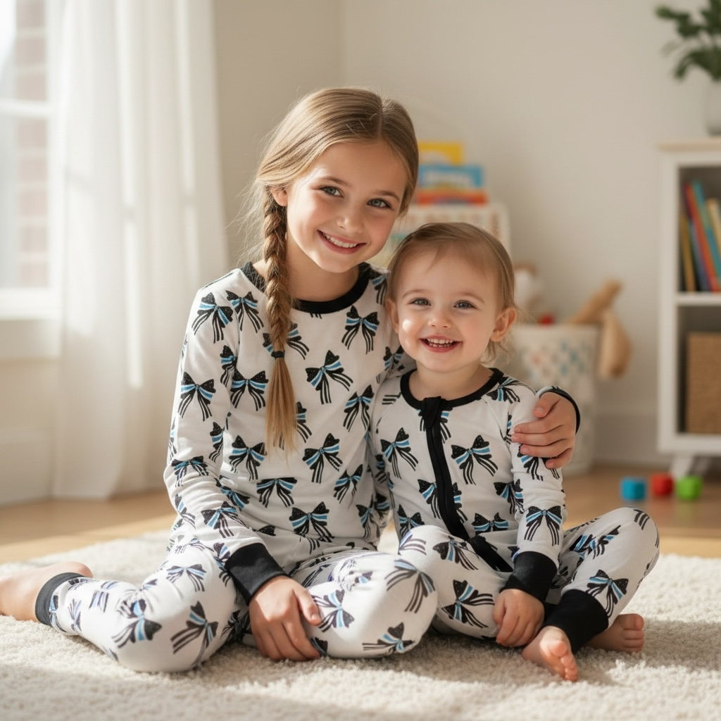 "Blue Line Bows" Comfy Cozies Zip-Up