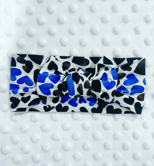 Thin Blue Hearts Knotted Headband