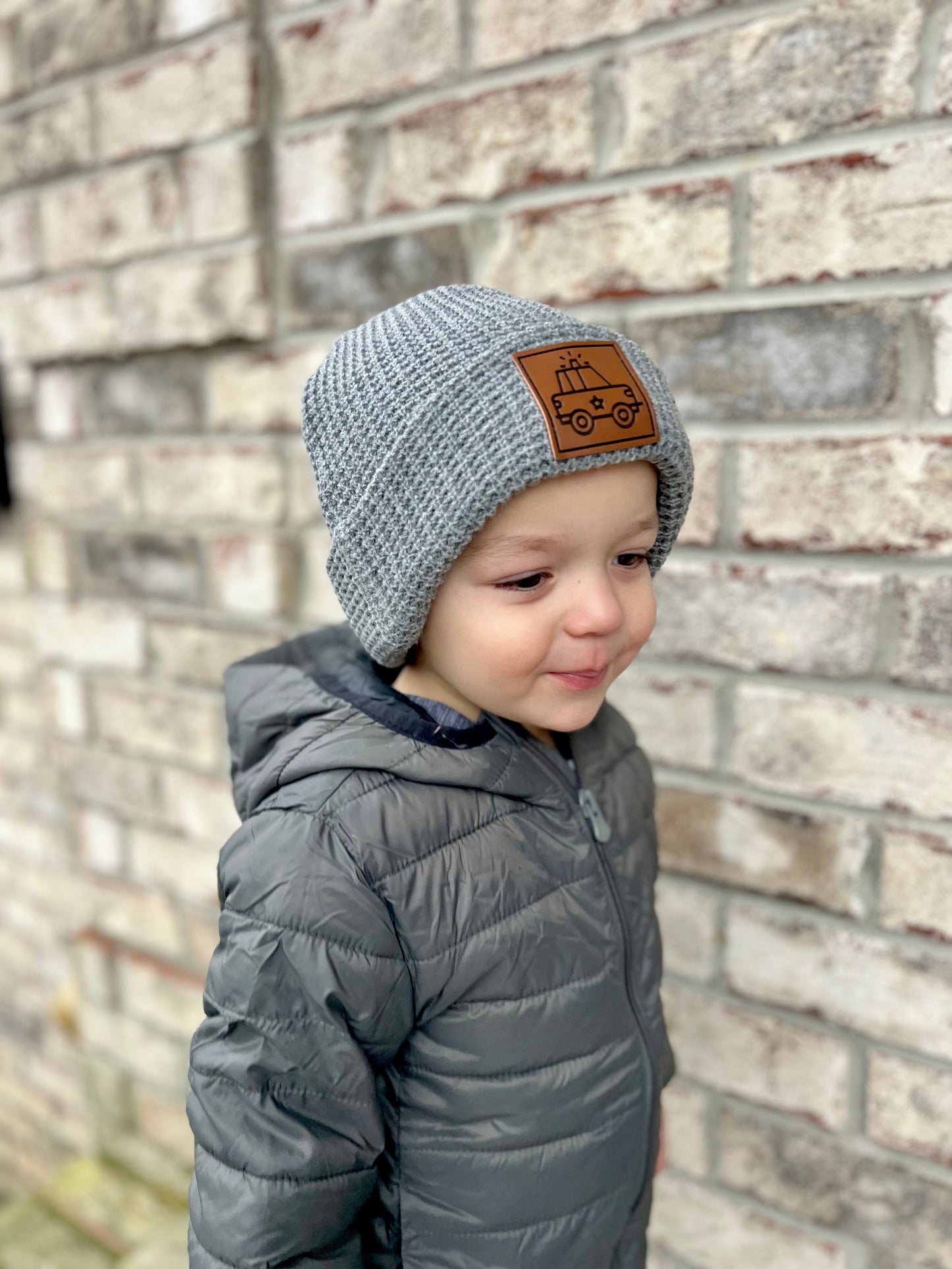 Police Car Waffle Knit Beanie