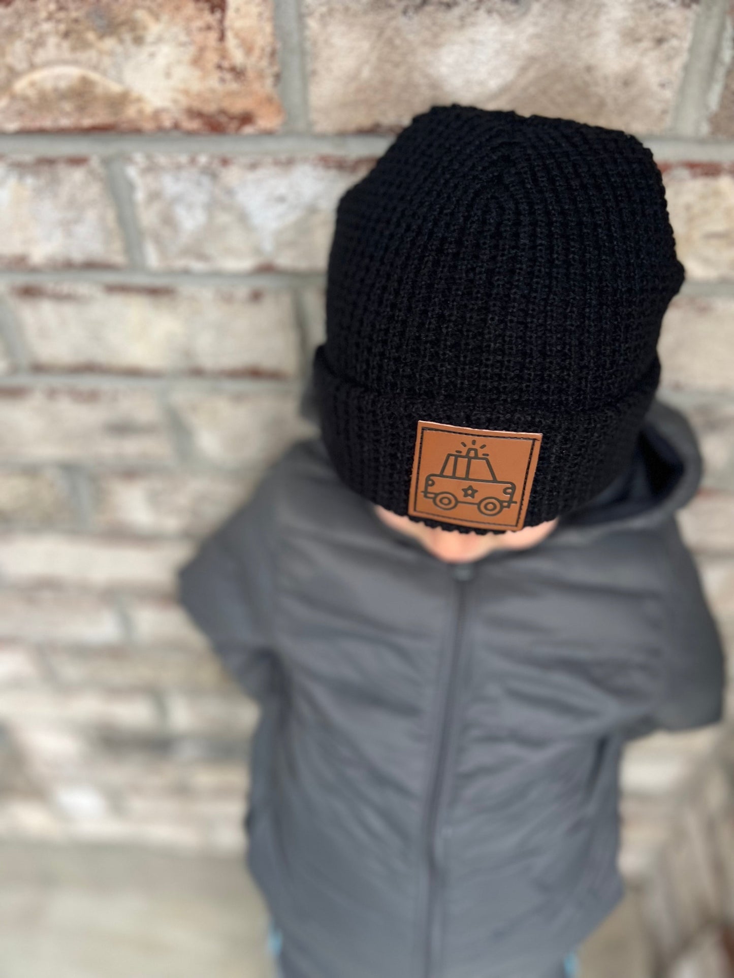 Police Car Waffle Knit Beanie