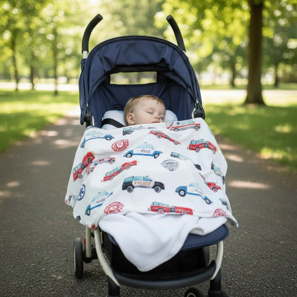 "First Responder Cars and Badges" 60x60” Fleece Cuddle Blanket