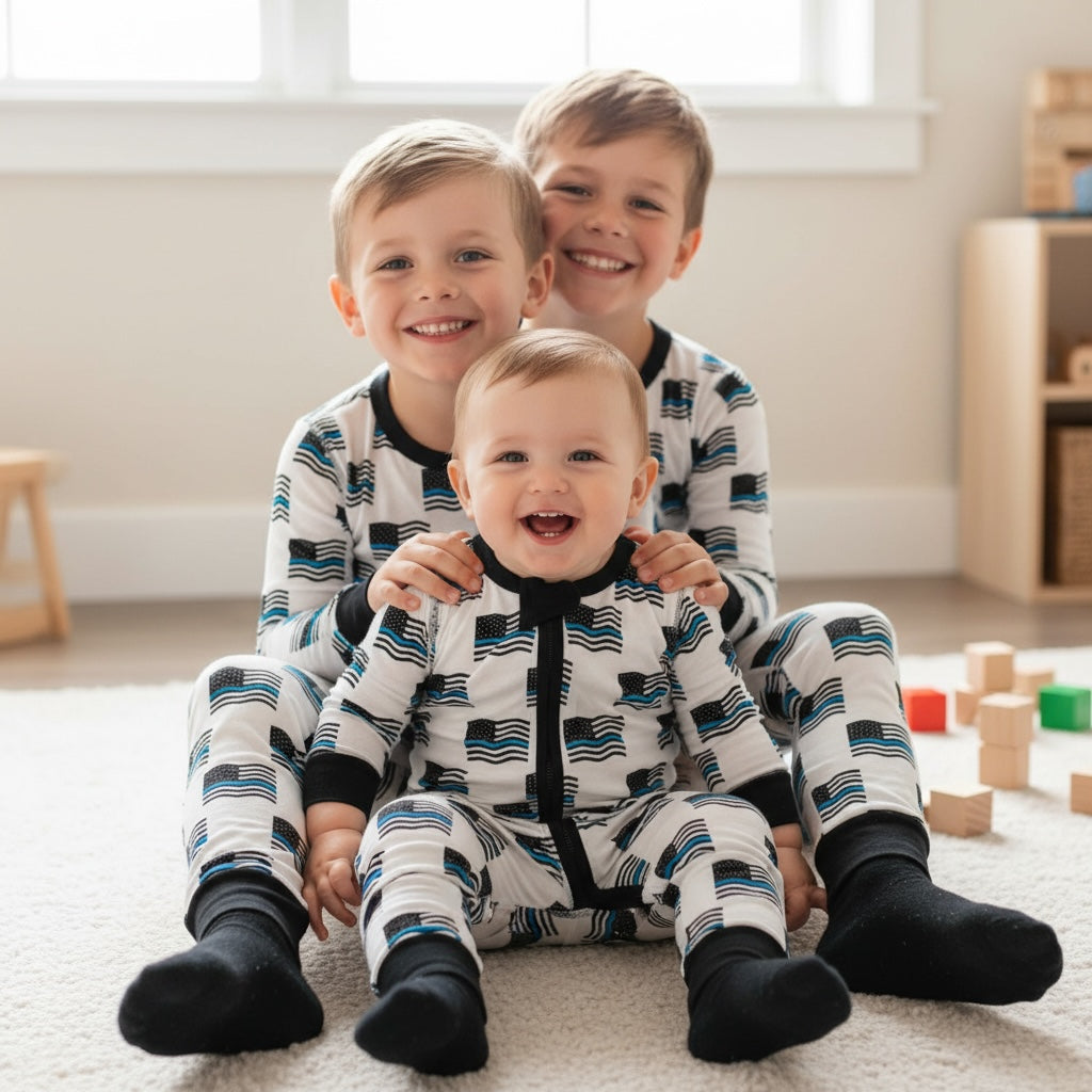 "Blue Line Waving Flags" Comfy Cozies Zip-Up