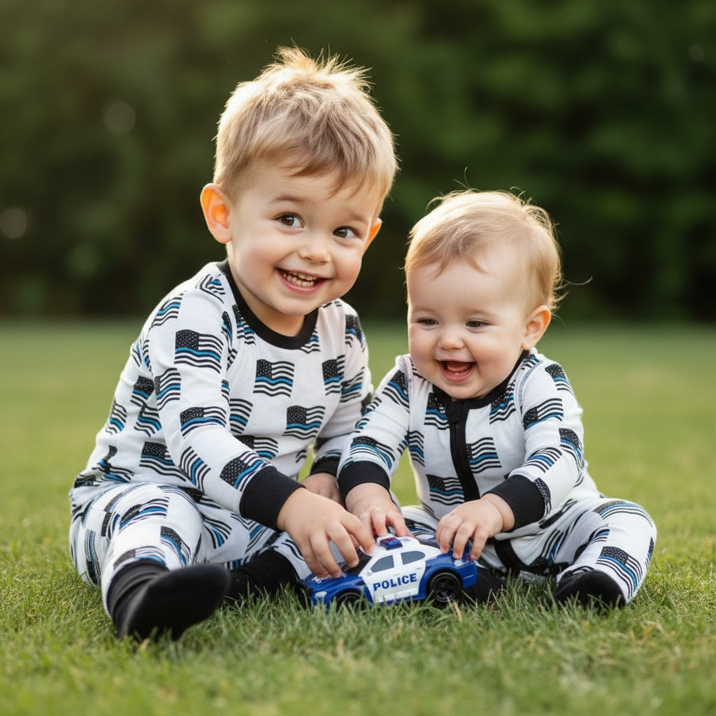 "Blue Line Waving Flags" Two-Piece Comfy Cozies