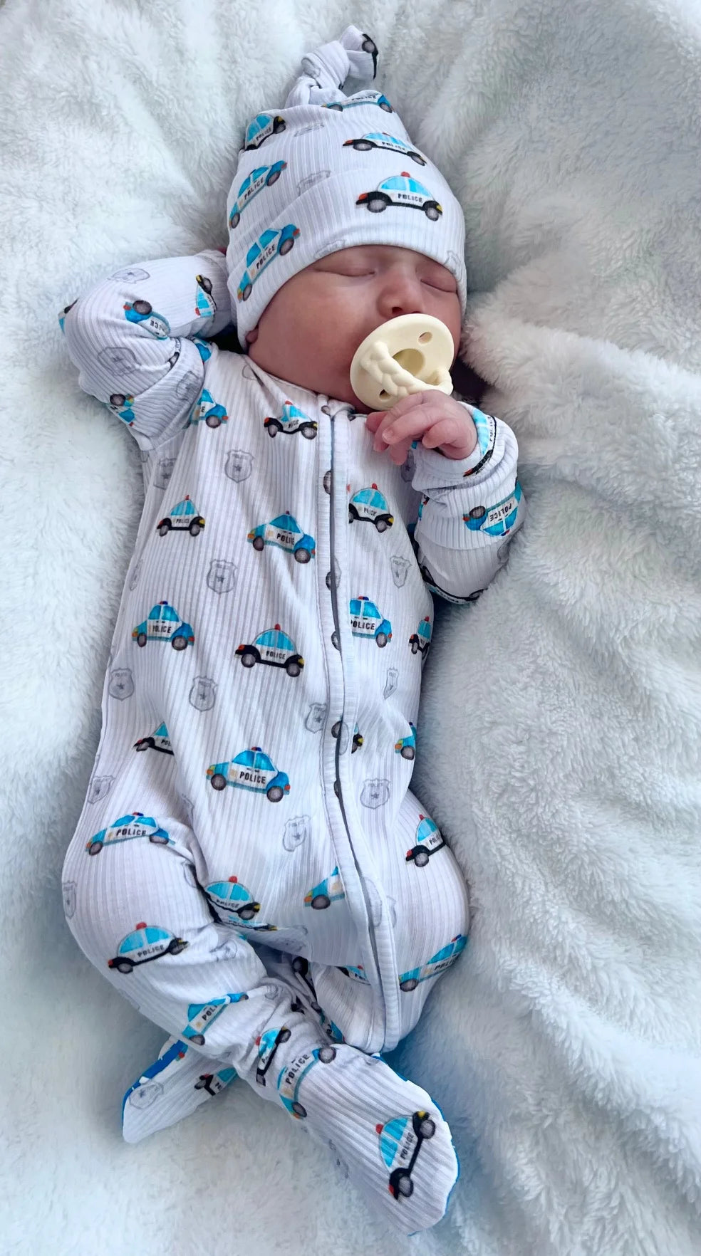 "Police Cars and Badges" Comfy Cozies Ribbed Footie