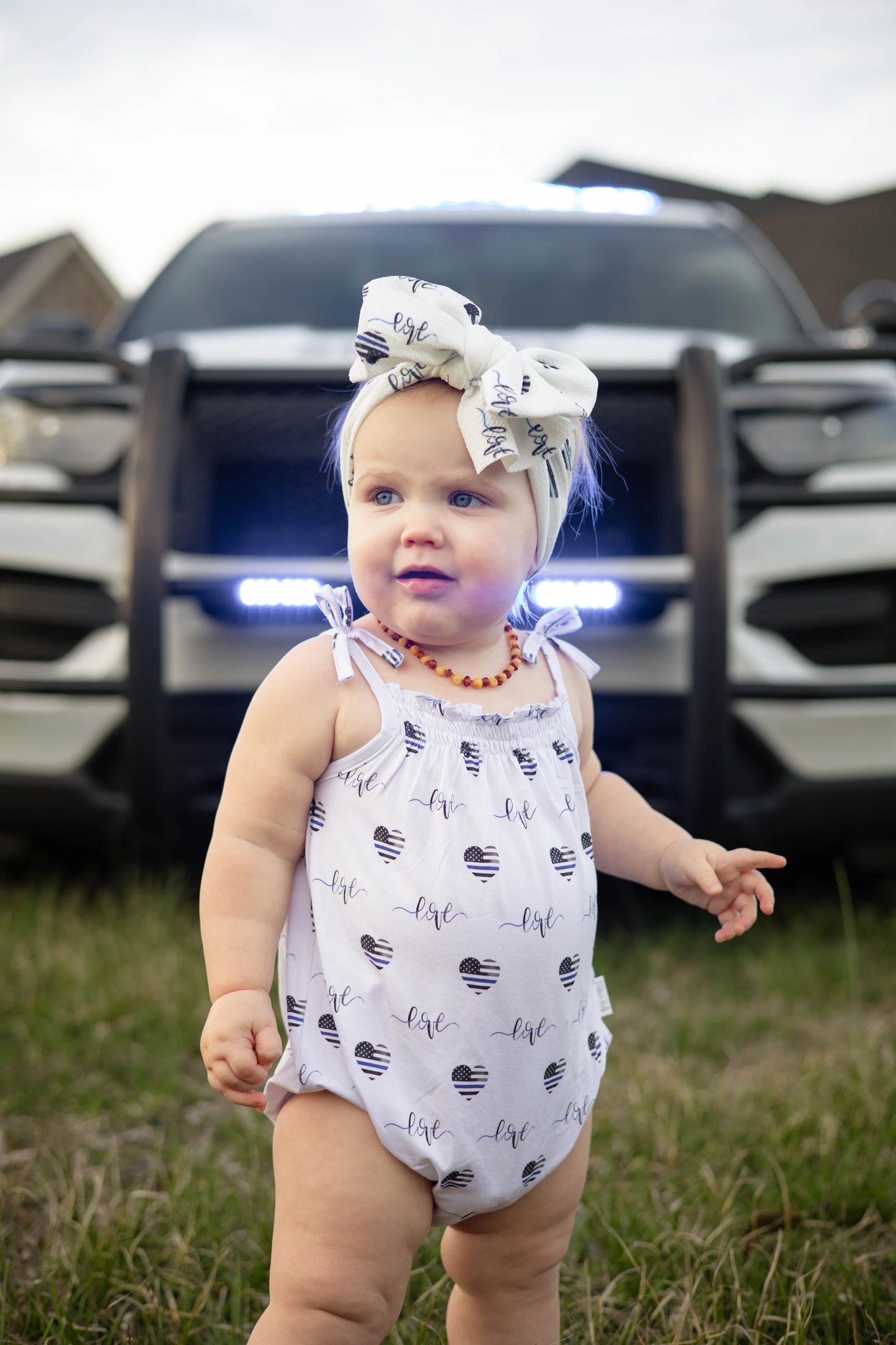 Thin Blue Love Bubble Romper