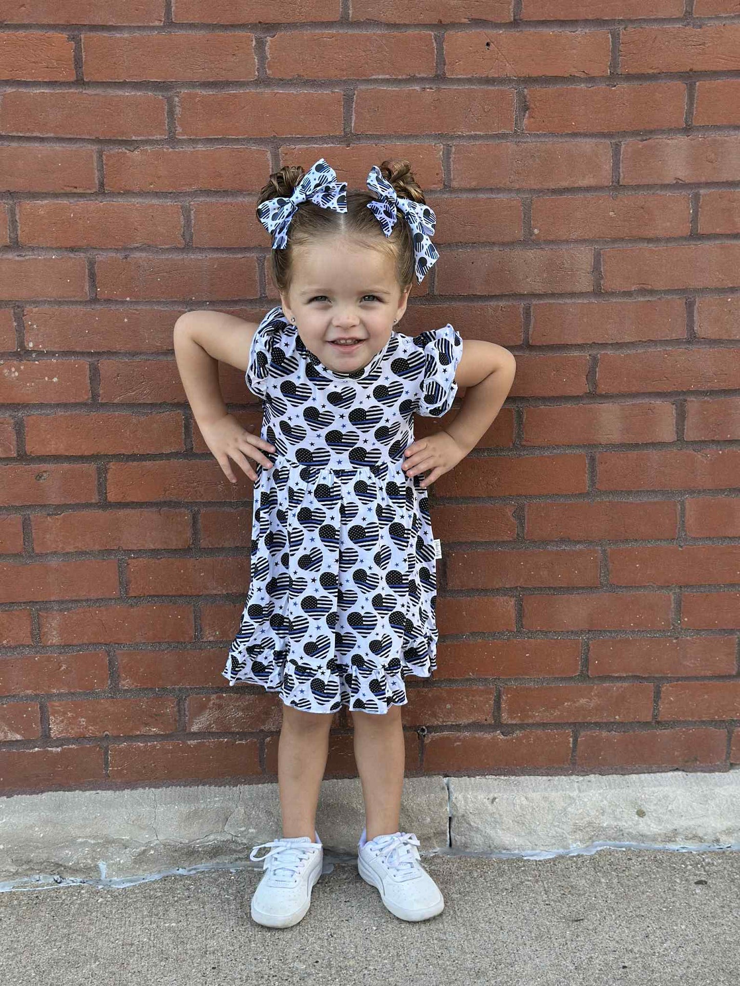 "Thin Blue Sweethearts" Satin Alligator Clip Bow