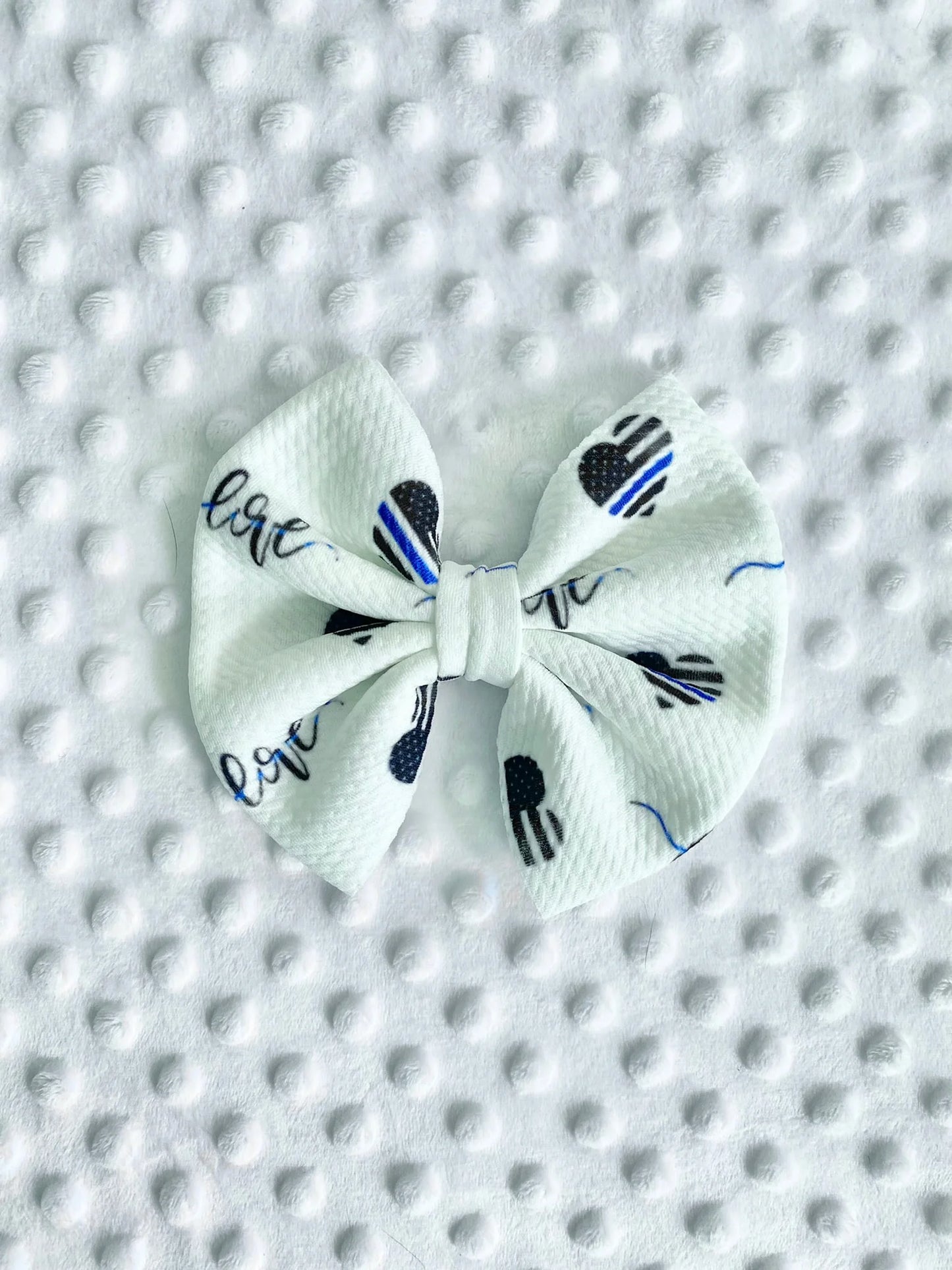 Thin Blue Love Alligator Clip Bow