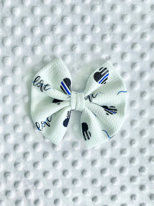 Thin Blue Love Alligator Clip Bow