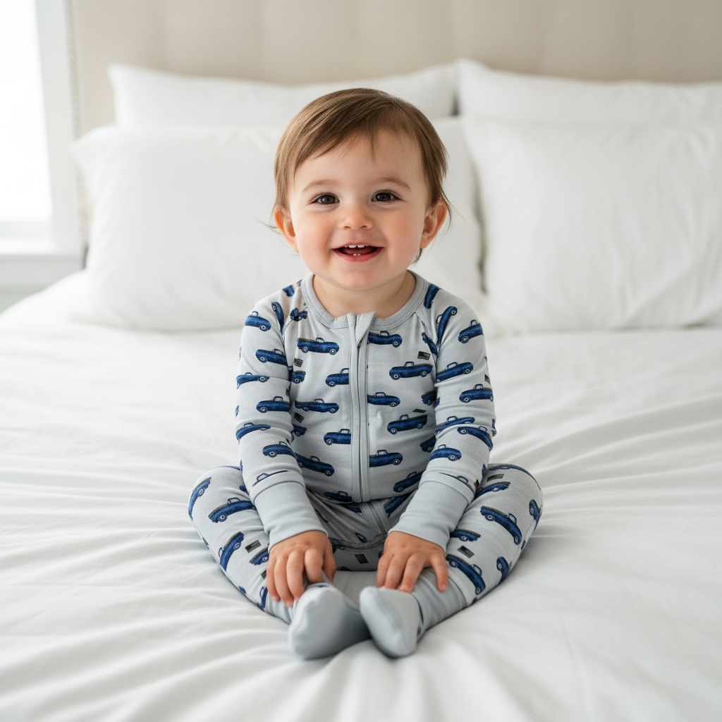 “Little Thin Blue Trucks” Comfy Cozies Zip-Up