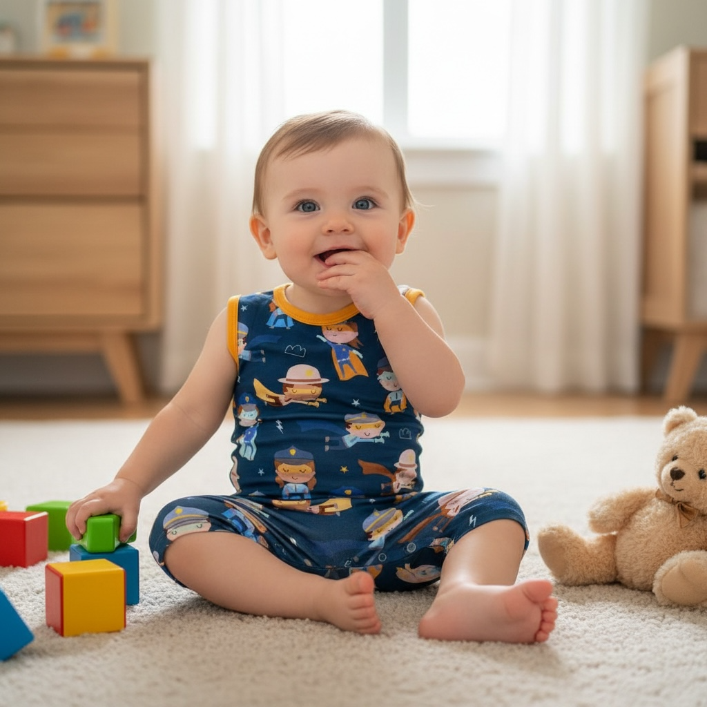 “Real-Life Superheroes” Shorts Romper