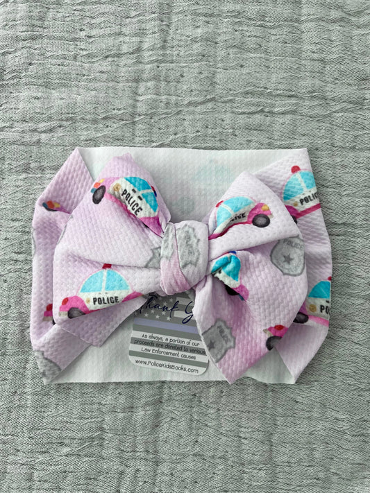 Pink Police Cars & Badges Biggie Bow