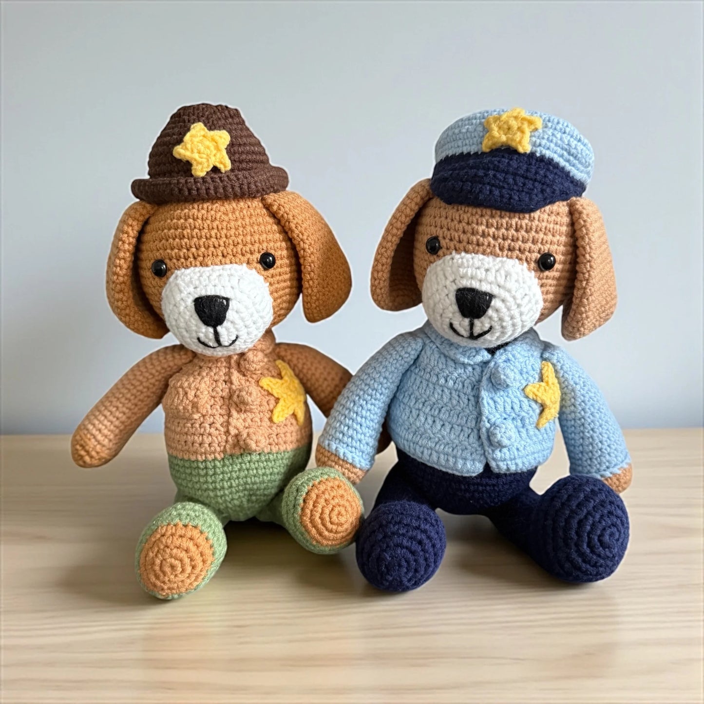 Handmade Crochet Pup on Duty – Choose Police Officer or Sheriff Deputy