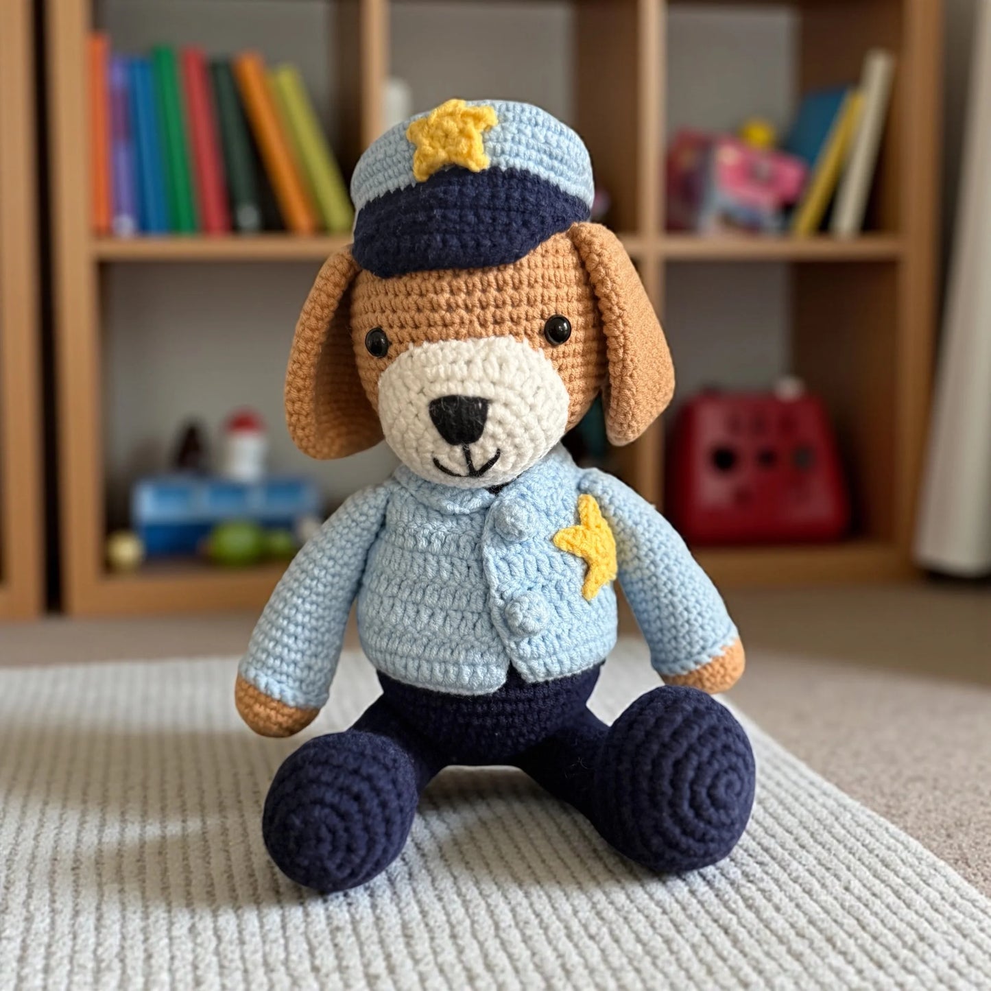 Handmade Crochet Pup on Duty – Choose Police Officer or Sheriff Deputy