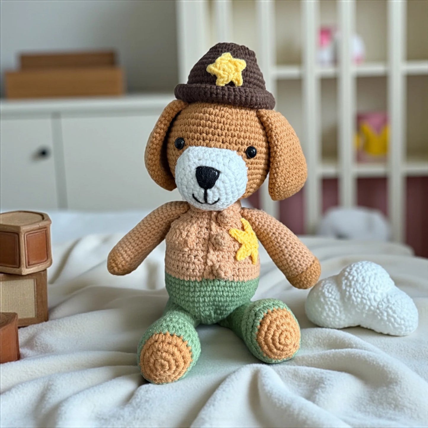 Handmade Crochet Pup on Duty – Choose Police Officer or Sheriff Deputy