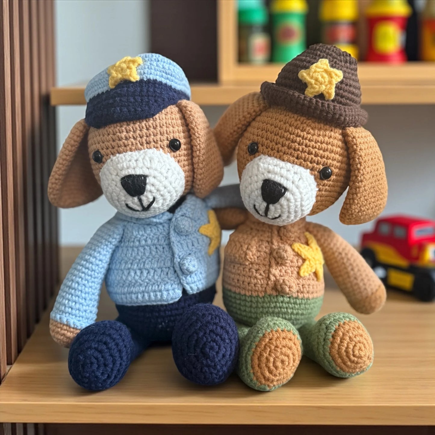 Handmade Crochet Pup on Duty – Choose Police Officer or Sheriff Deputy