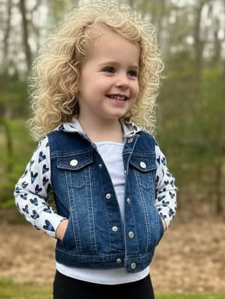 “Blue Line Hearts” Denim Jacket