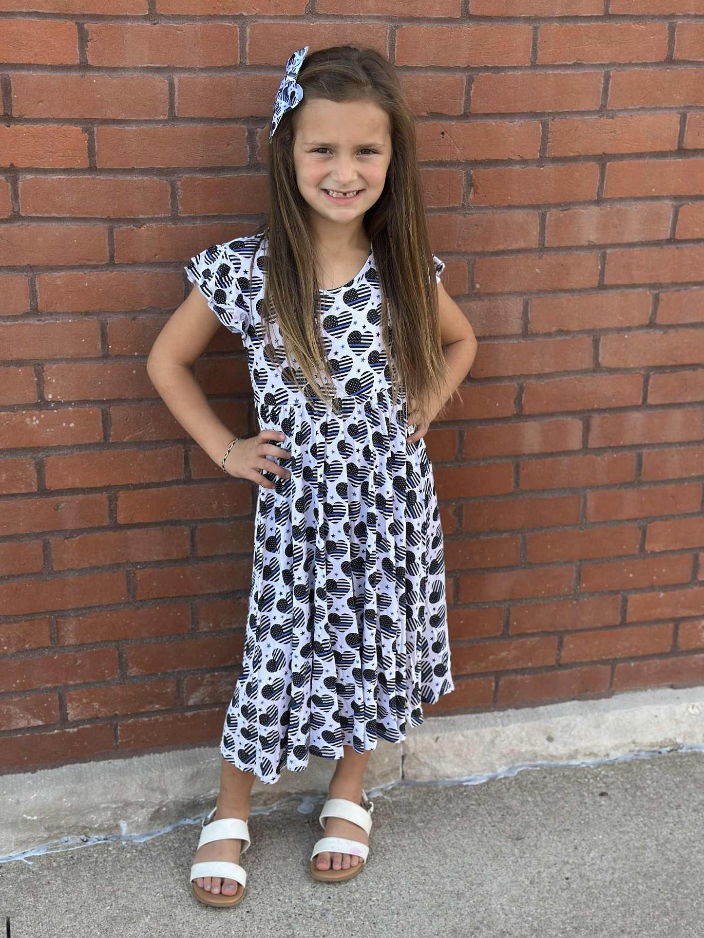 Thin Blue Sweethearts Twirl Dress